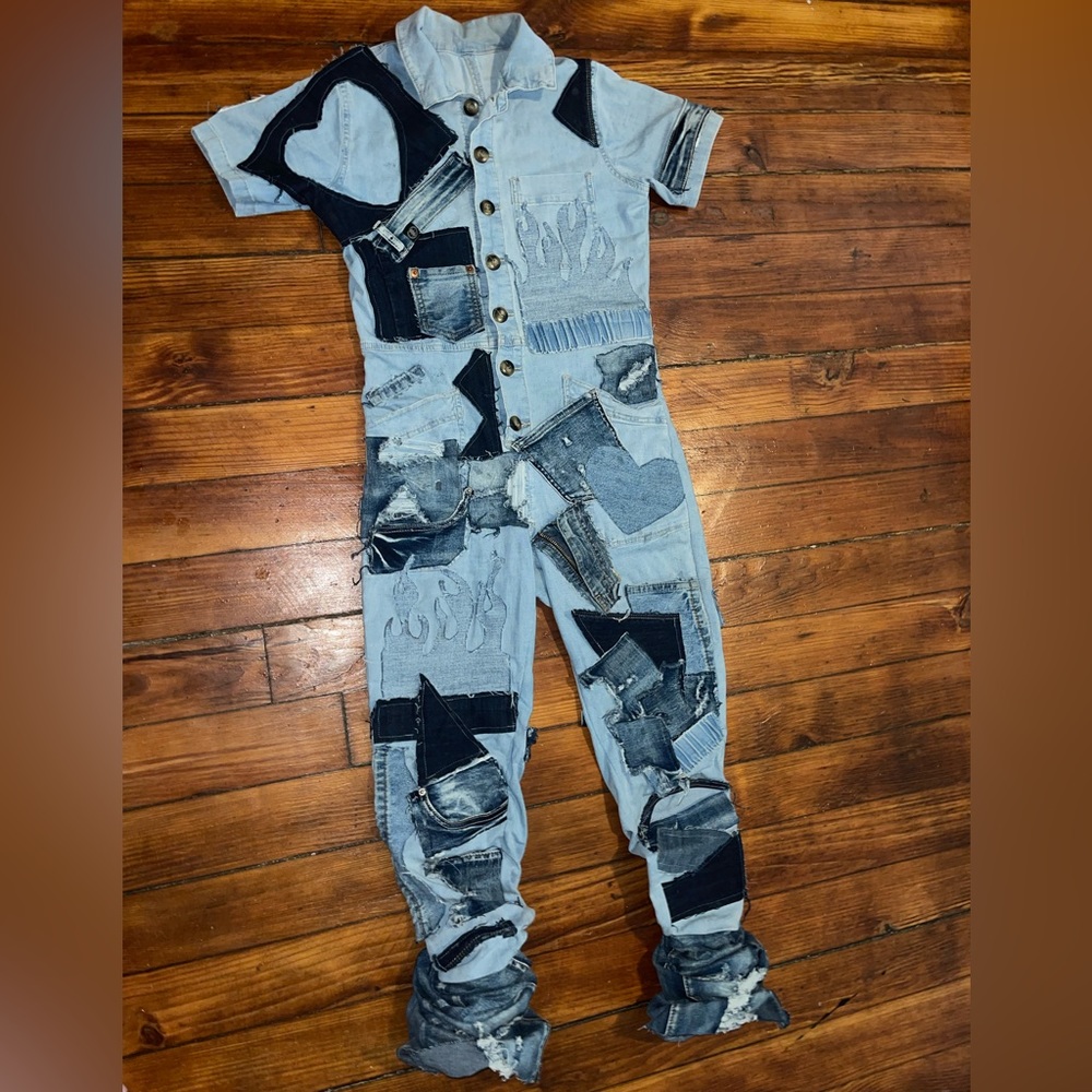 Denim Patchwork Jumpsuit